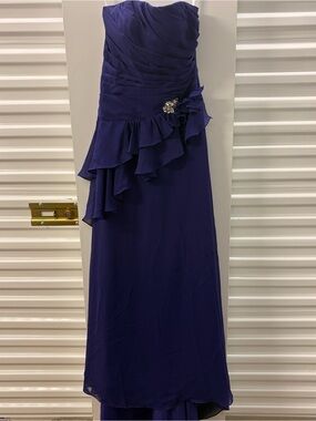 Pretty Maids Strapless Ruffled Gown in Deep Purple